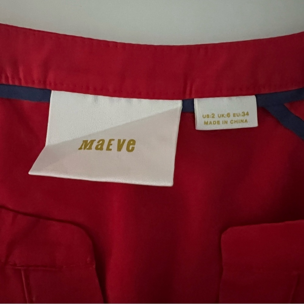 Anthropologie Maeve Adrian Red Midi Sleeveless Smocked Shirt Dress - Picture 7 of 9